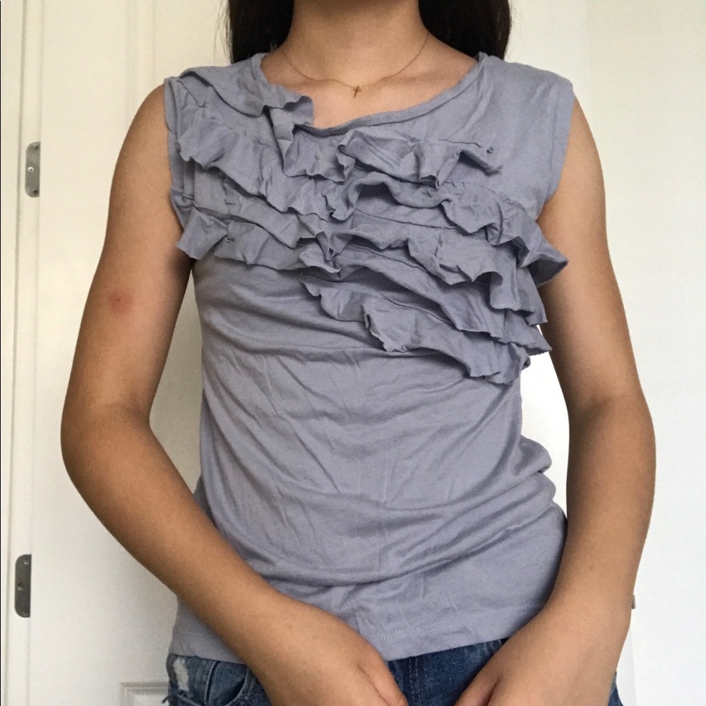 Women's Ruffled Gray Tank Top